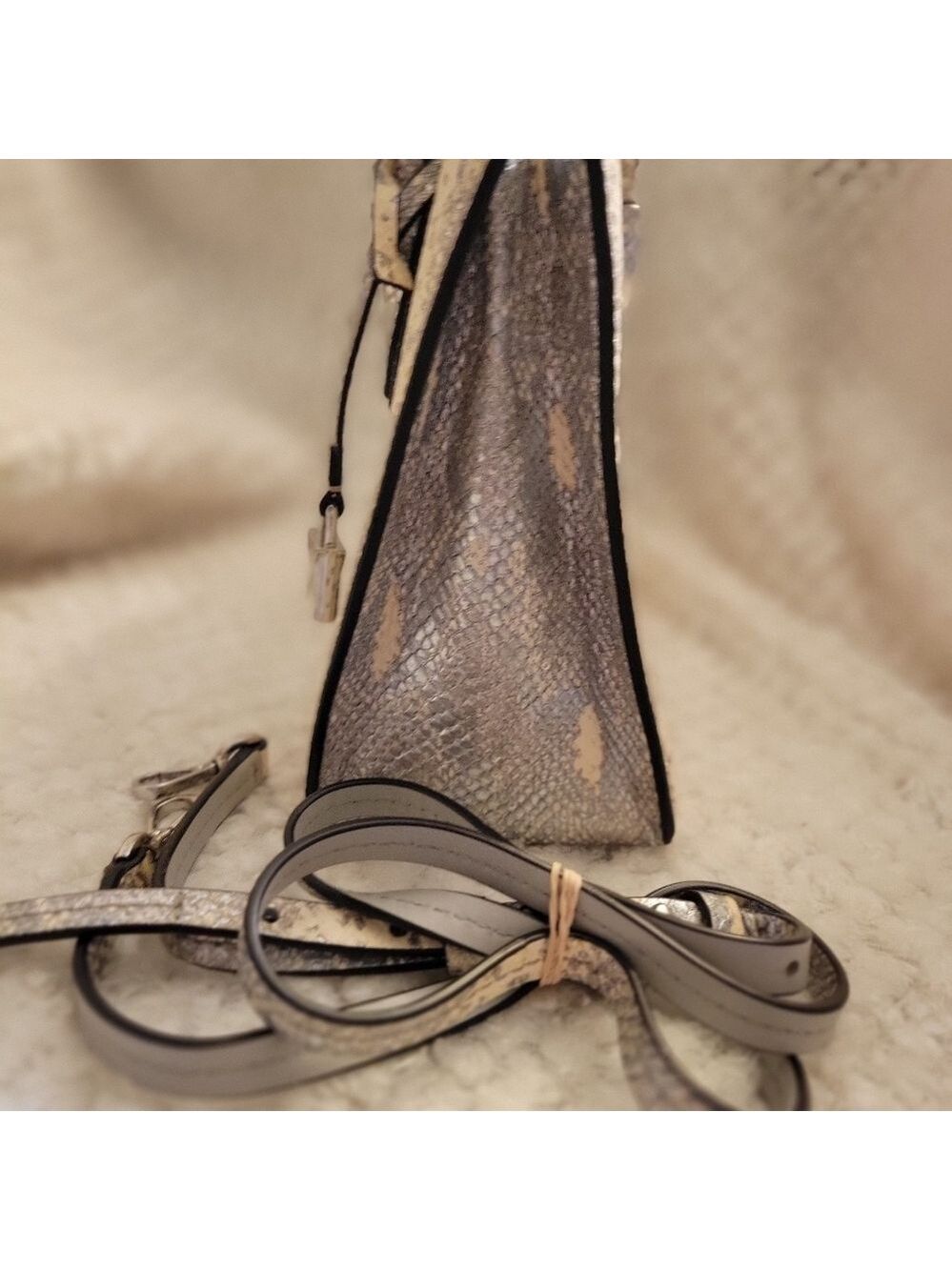 Michael Kors Metallic Faux Snakeskin Purse Crossbody Animal Print - Picture 9 of 13